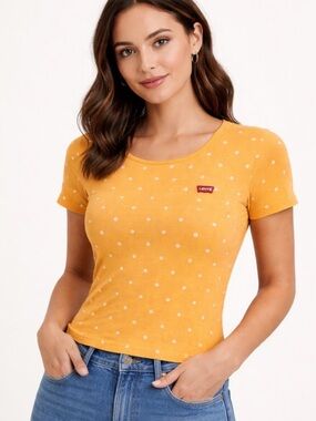 Levi's Daisy Floral Short Sleeve Ribbed Knit Baby T-Shirt